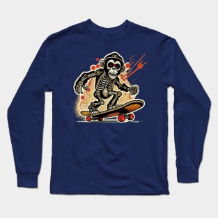 Monkey Skateboarder Long Sleeve T-Shirt